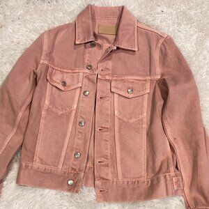 Vintage Sandro Paris Denim Jacket Pink Faded Medium